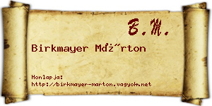 Birkmayer Márton névjegykártya